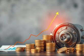 Készpénz és befektetés grafikon a hosszú távú megtakarításhoz.