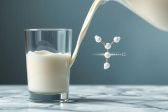 Tehéntej kazein A1 és A2 molekulák szerkezete üvegben.