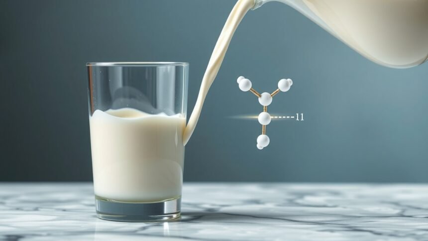 Tehéntej kazein A1 és A2 molekulák szerkezete üvegben.