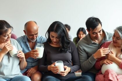 Felnőttek közötti interakció anyatej és tejtermékek fogyasztása során.