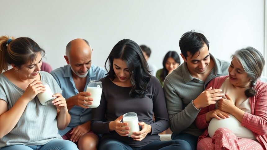 Felnőttek közötti interakció anyatej és tejtermékek fogyasztása során.