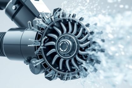 A porszívómotor víz alatt, hatékony takarításhoz tervezett alkatrészekkel.