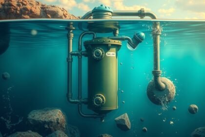 Olajleválasztó berendezés működése víz alatt, a vízszennyezés elleni védelem érdekében.