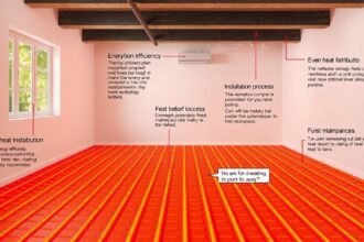 Modern padlófűtés rendszer bemutatása, energiatakarékos megoldásokkal.