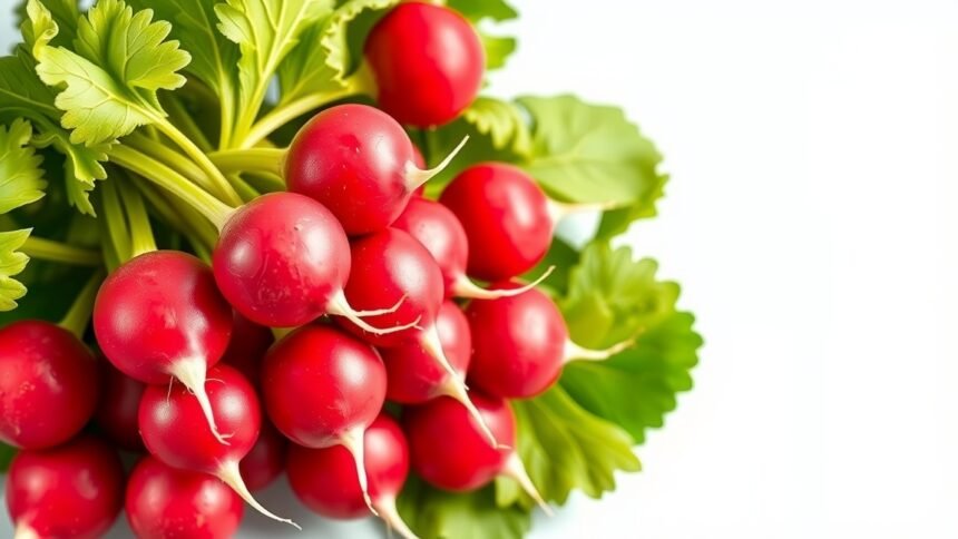 Friss retek zöld levelekkel, gazdag tápanyagokban