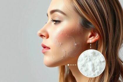 Női arcbőr ápolás habzó tisztítószerrel és SLES-részletekkel.