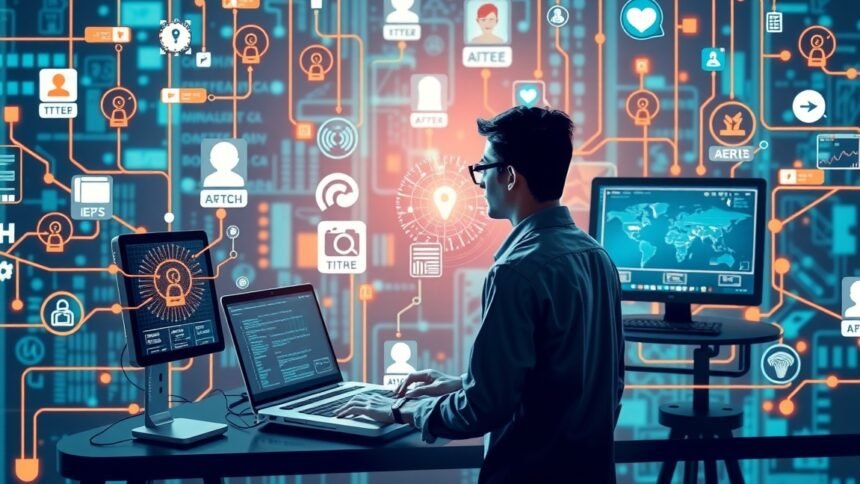 Digitális világban eligibilitás és információbiztonság - fiatal szakember számítógép előtt.