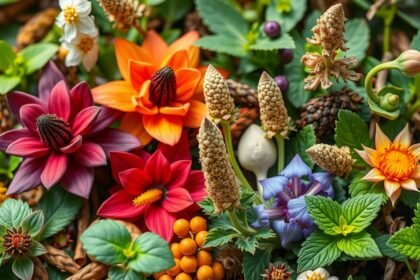 Különféle gyógynövények és virágok egészségügyi előnyökkel