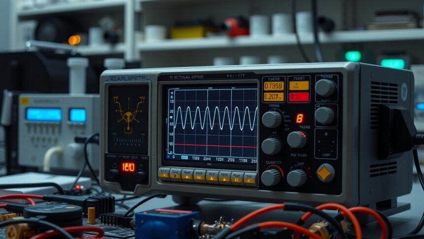 Oszcilloszkóp elektromos jelek megjelenítésére hullámformák rögzítésével