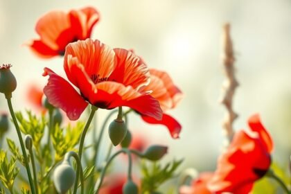 Vörös mákfélék virágai, egészség és szépség képviselői