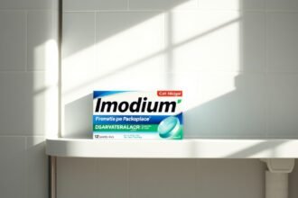 Imodium doboz a fürdőszobában, hasmenés kezelésére