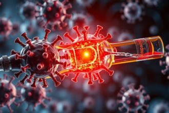 Az alkohol és a vírusok kölcsönhatásának grafikus ábrázolása.