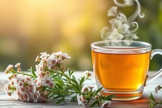 Cickafark tea és friss gyógynövények egy csészében