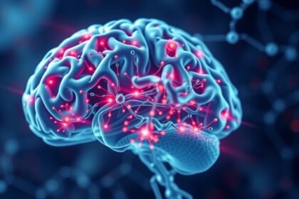 Digitális ábrázolás az agy és az endokannabinoid rendszer kölcsönhatásáról.