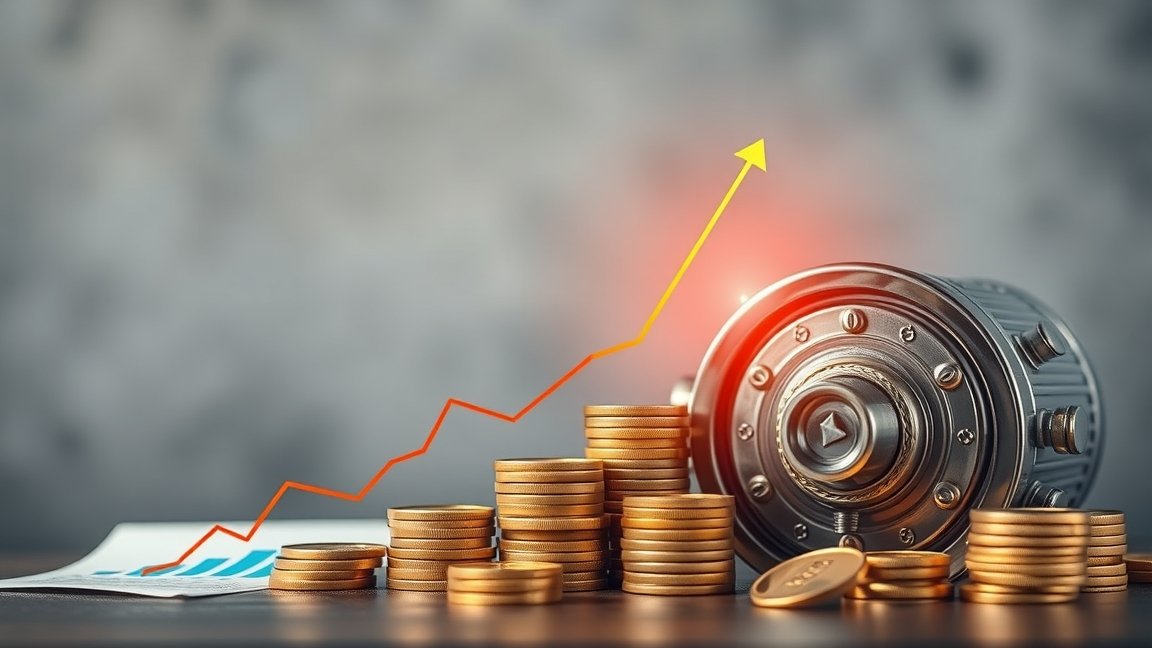 Készpénz és befektetés grafikon a hosszú távú megtakarításhoz.