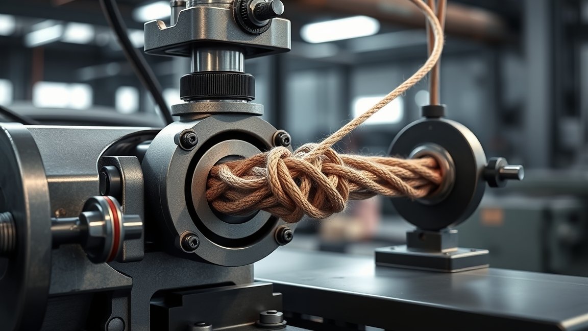 Csomótór szerkezete kötéllel a műhelyben