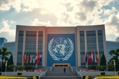 Az ENSZ központja, nemzetközi együttműködés szimbóluma