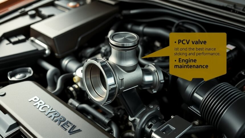 PCV szelep az autó motorján, amely a karbantartás fontosságát mutatja.