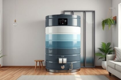 Rétegtöltésű melegvíztároló modern otthonban