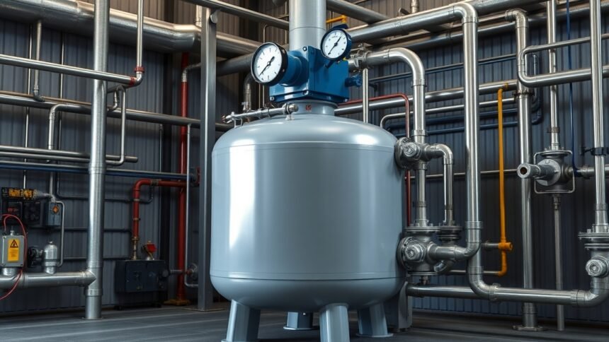Nyomáskiegyenlítő tartály ipari rendszerben