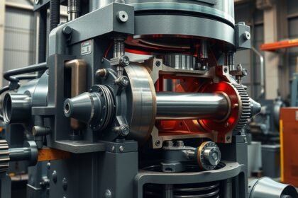 Az excenterprés alkatrészei ipari környezetben