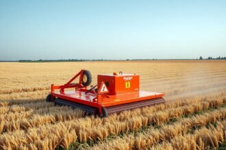 Rotációs kasza működése mezőgazdasági területen
