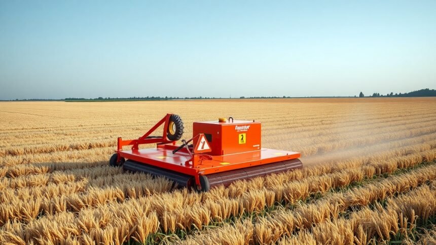 Rotációs kasza működése mezőgazdasági területen