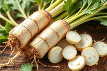 Friss torma gyökér és szeletei a természetes gyógyászatban.