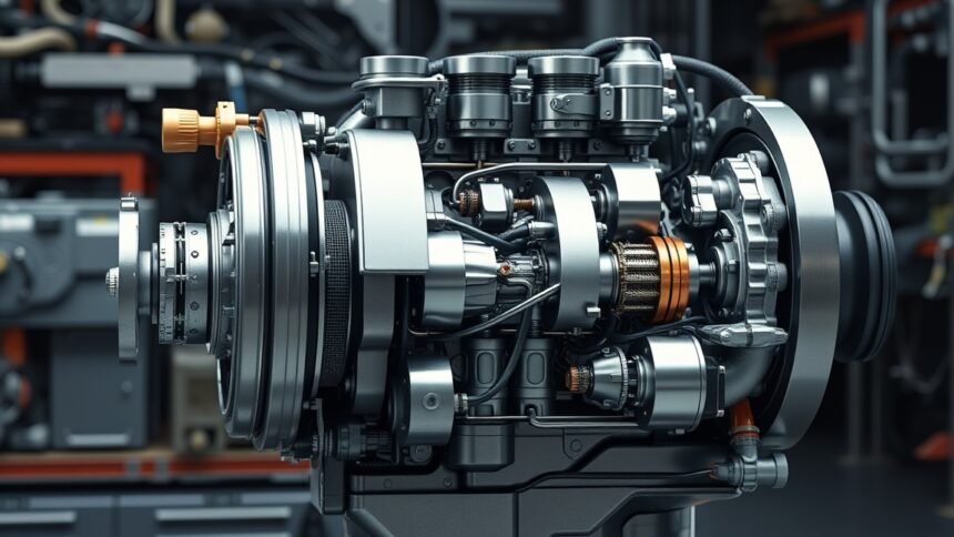 Részletes ábra egy motor működési elvéről és alkatrészeiről