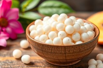 Tápióka gyöngyök egészséges táplálkozáshoz.