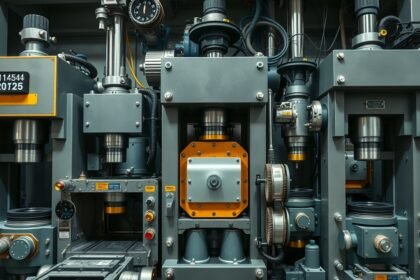 A modern présgép belső szerkezete, ipari alkalmazásokhoz tervezve.