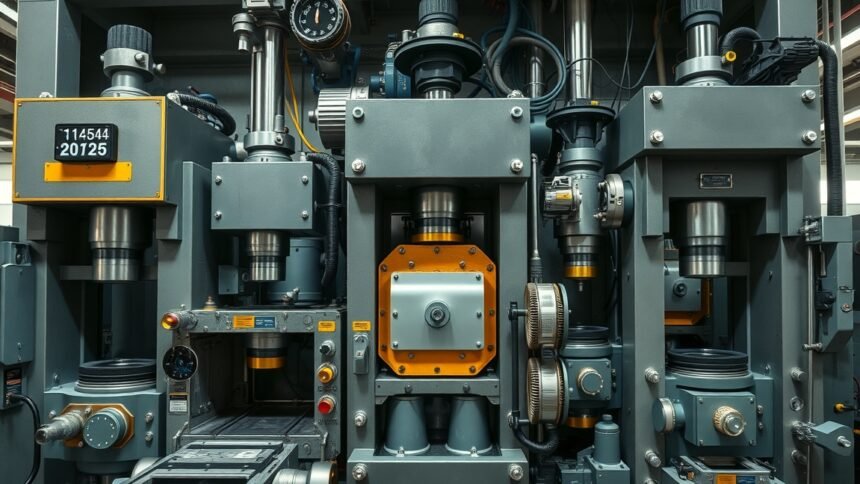 A modern présgép belső szerkezete, ipari alkalmazásokhoz tervezve.