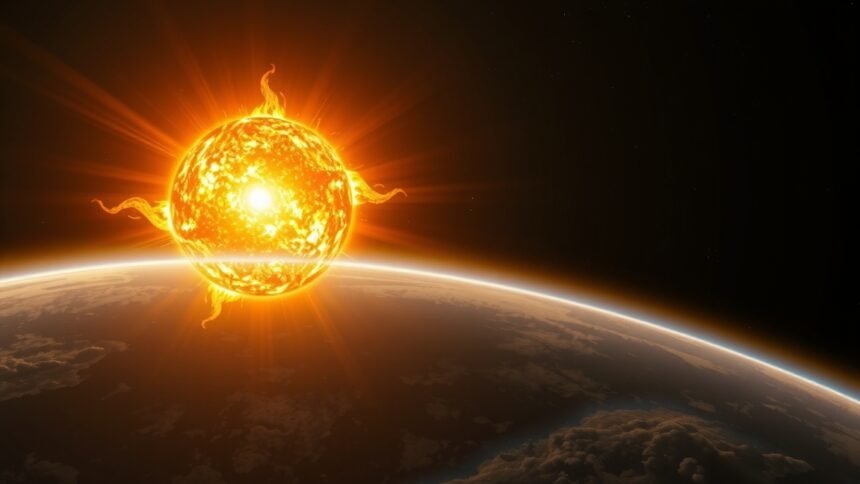 A Nap ragyogása a Föld felett, energiaforrásunk látványa.
