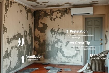 Penészes falak megjelenése egy szobában, amely egészségügyi kockázatokat jelent.