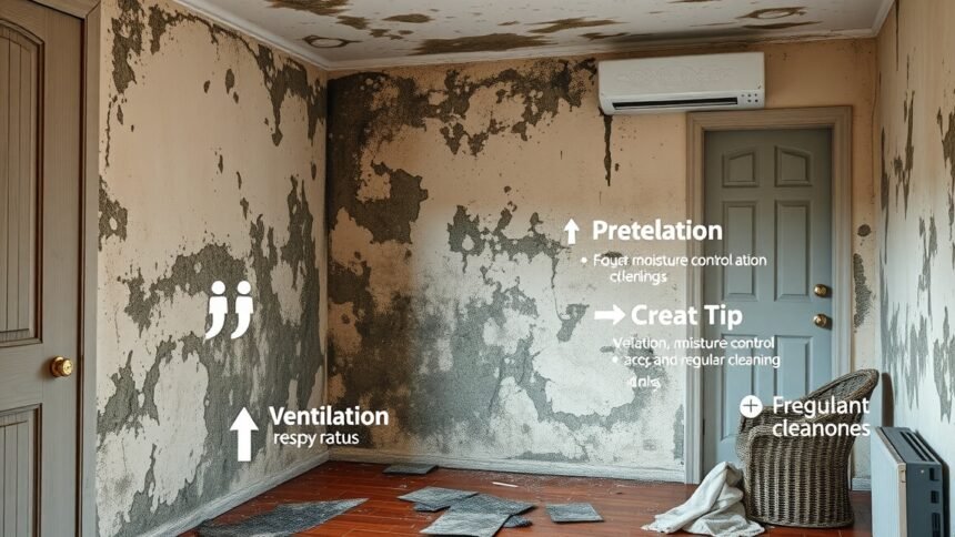 Penészes falak megjelenése egy szobában, amely egészségügyi kockázatokat jelent.