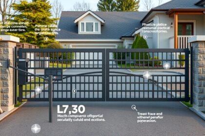 Úszókapu működésének bemutatása, modern otthon bejáratánál.