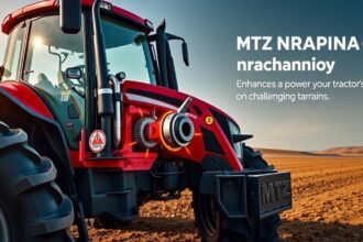 MTZ traktor differenciálzár részlet, erőteljes teljesítmény kihívásokkal teli talajon