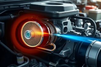 EGR hűtő motoron, amely csökkenti a kipufogógáz hőmérsékletét.