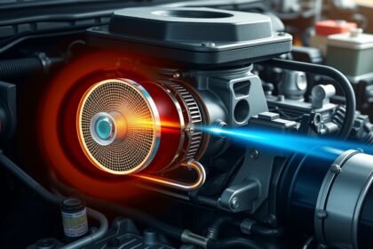 EGR hűtő motoron, amely csökkenti a kipufogógáz hőmérsékletét.