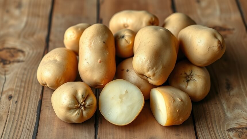 Nyers burgonyák a fakanap átlátszó háttér előtt