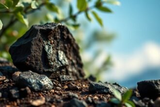 Shilajit ásványi gyanta közelről, természetes környezetben.