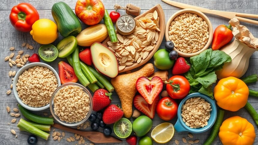 Friss gyümölcsök és zöldségek rostokban gazdag táplálkozáshoz