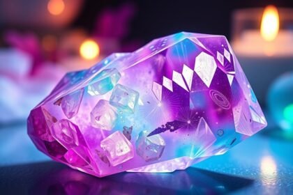 Színes fluorit kristály energetikai védelmet nyújtó szépsége