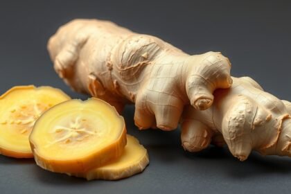 Friss gyömbérgyökér és szeletei, egészséges táplálkozáshoz