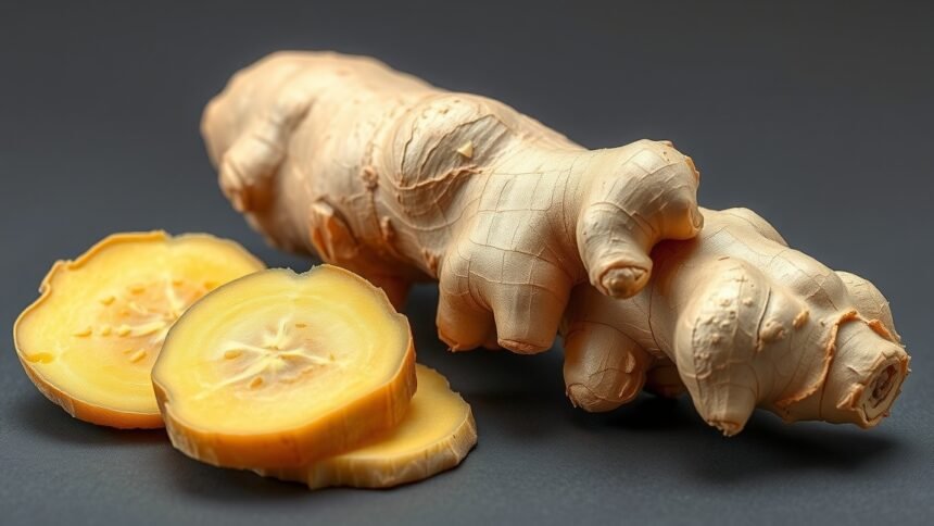 Friss gyömbérgyökér és szeletei, egészséges táplálkozáshoz