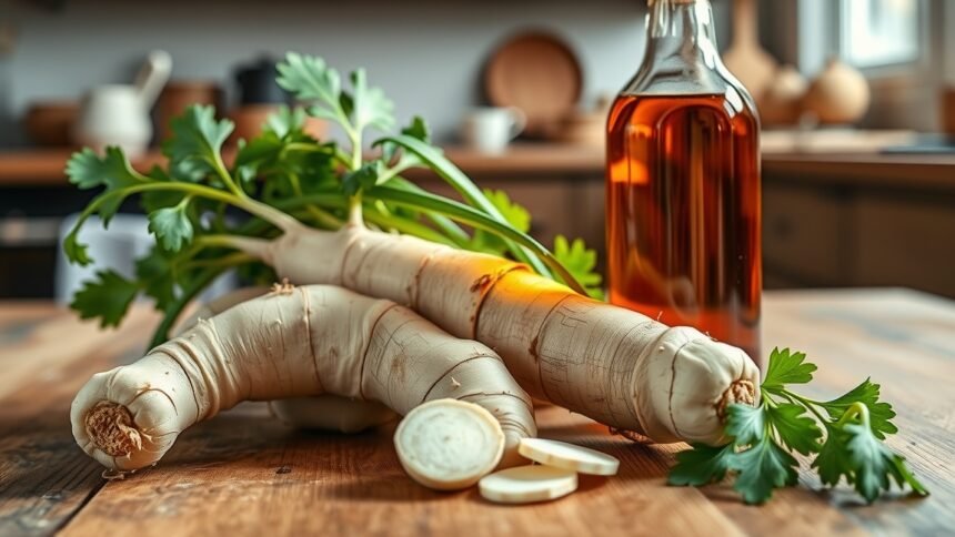 Ecetes torma és friss petrezselyem a konyhában, egészséges alapanyagok.