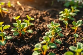 Növények fejlődése gazdag földben tyúktrágya használatával