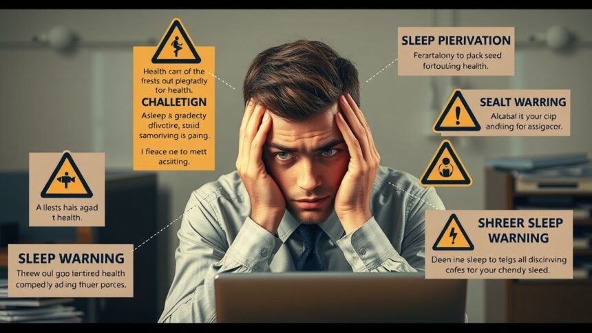 Fáradt férfi, aki a kialvatlanság egészségügyi hatásairól gondolkodik.