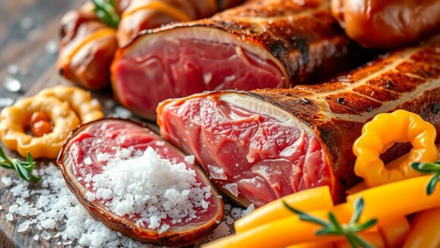 Friss húsok és fűszerek, amelyekben nitritek is találhatóak.