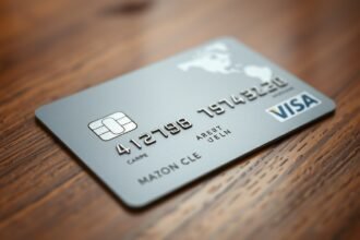 Dombornyomott bankkártya, prémium pénzügyi megoldás.